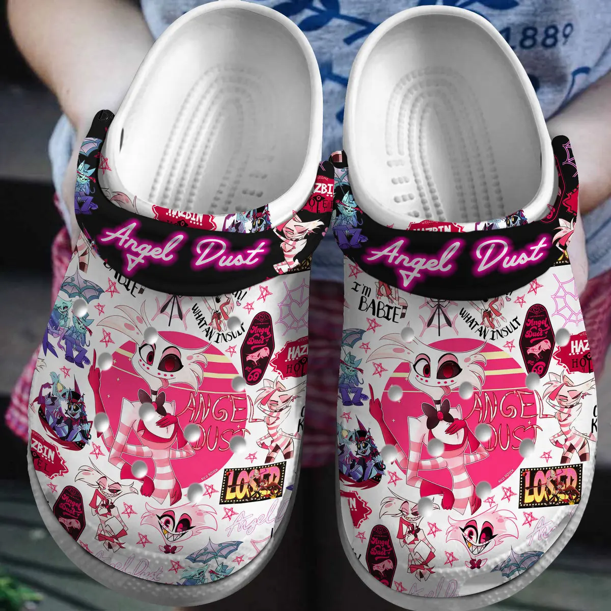 magical lovely footwear angel dust of hazbin hotel tv series clogs v1wlj