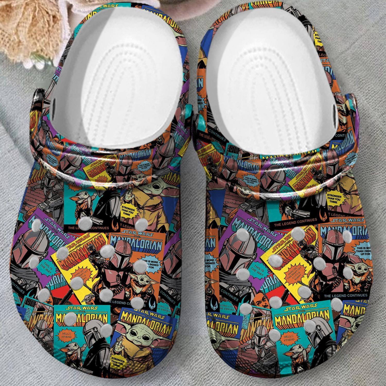 mandalorian and baby yoda star wars clogs for kids and adults nepne
