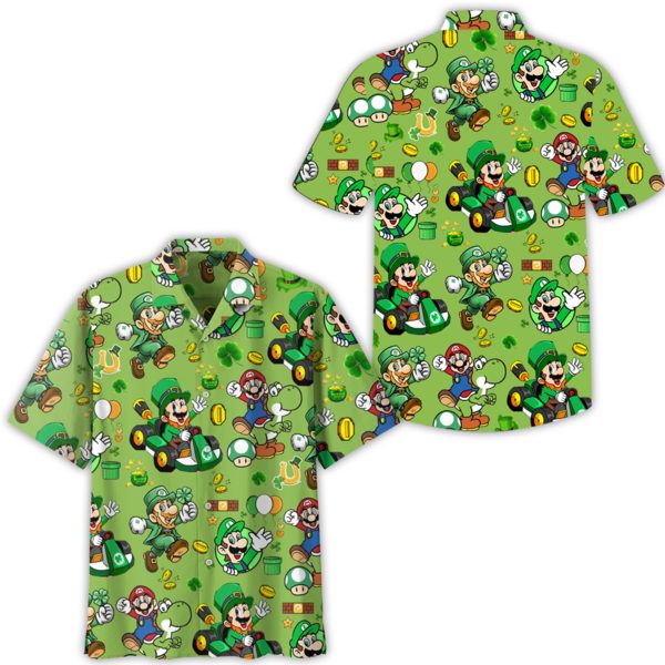 mario playful game patrick green hawaiian shirt lwxtl