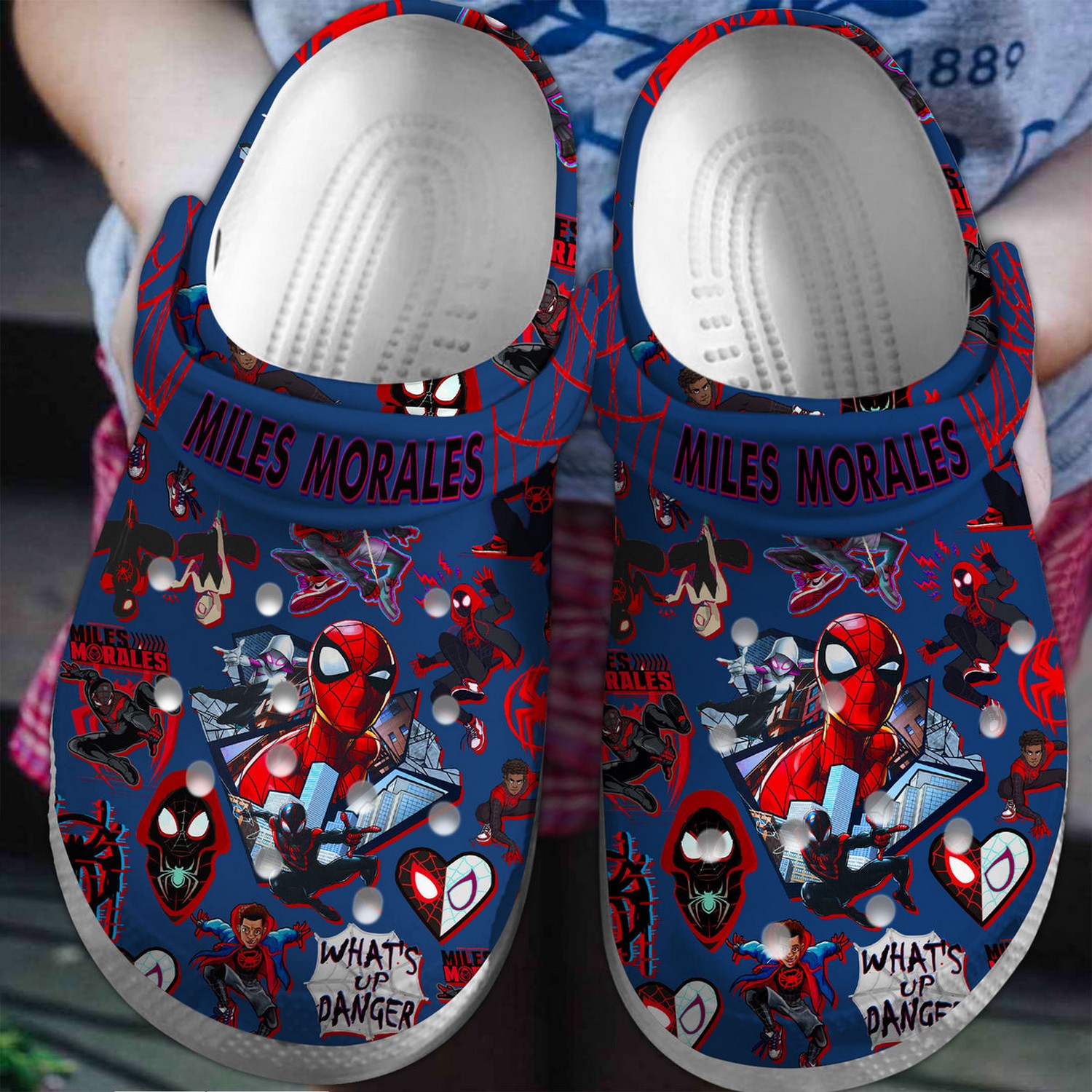 marvel spiderman miles morales movie blue clogs for kids 26 adults i0acm