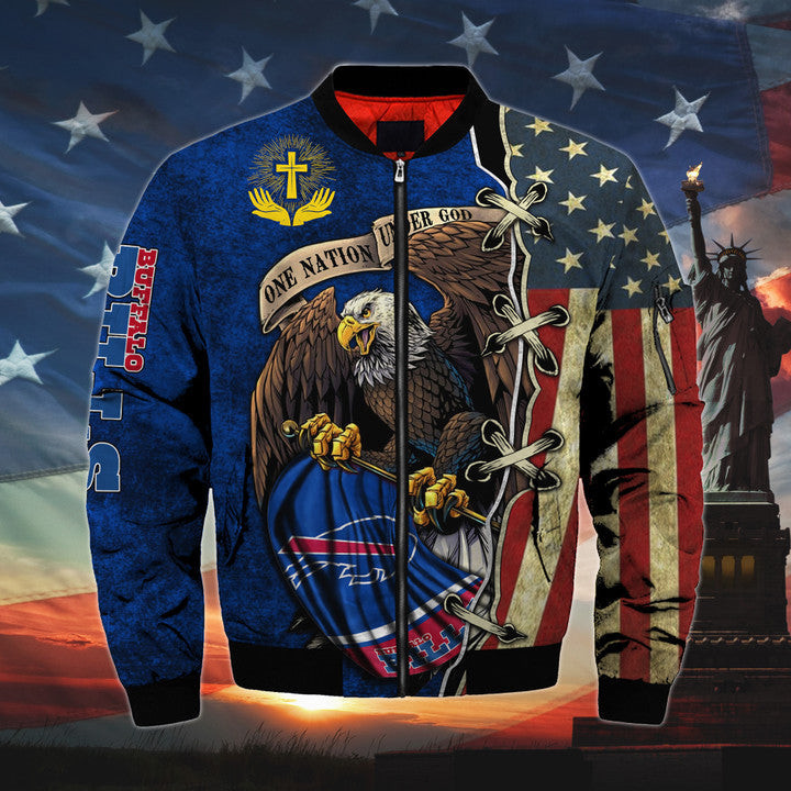 mens one nation under god buffalo bills bomber jackets xbfxe