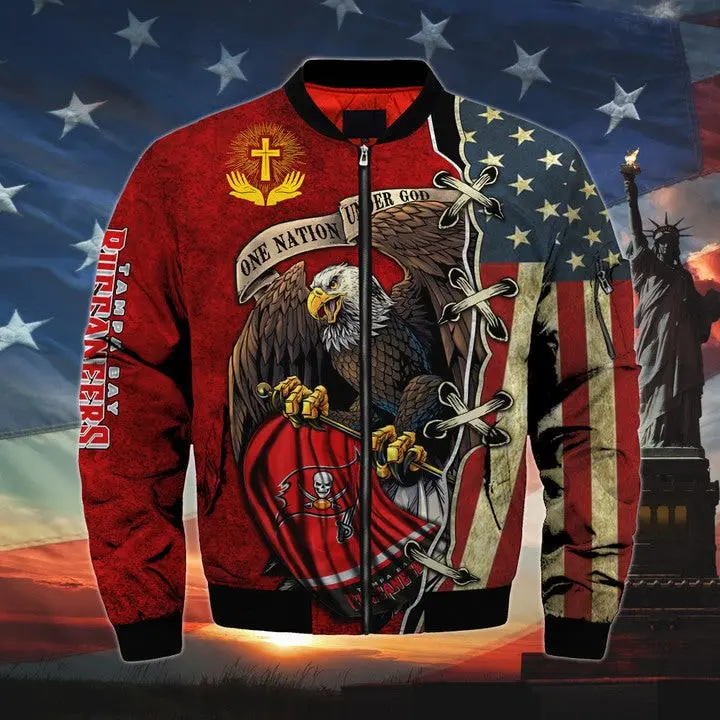 mens one nation under god tampa bay buccaneers bomber jackets ht2zv