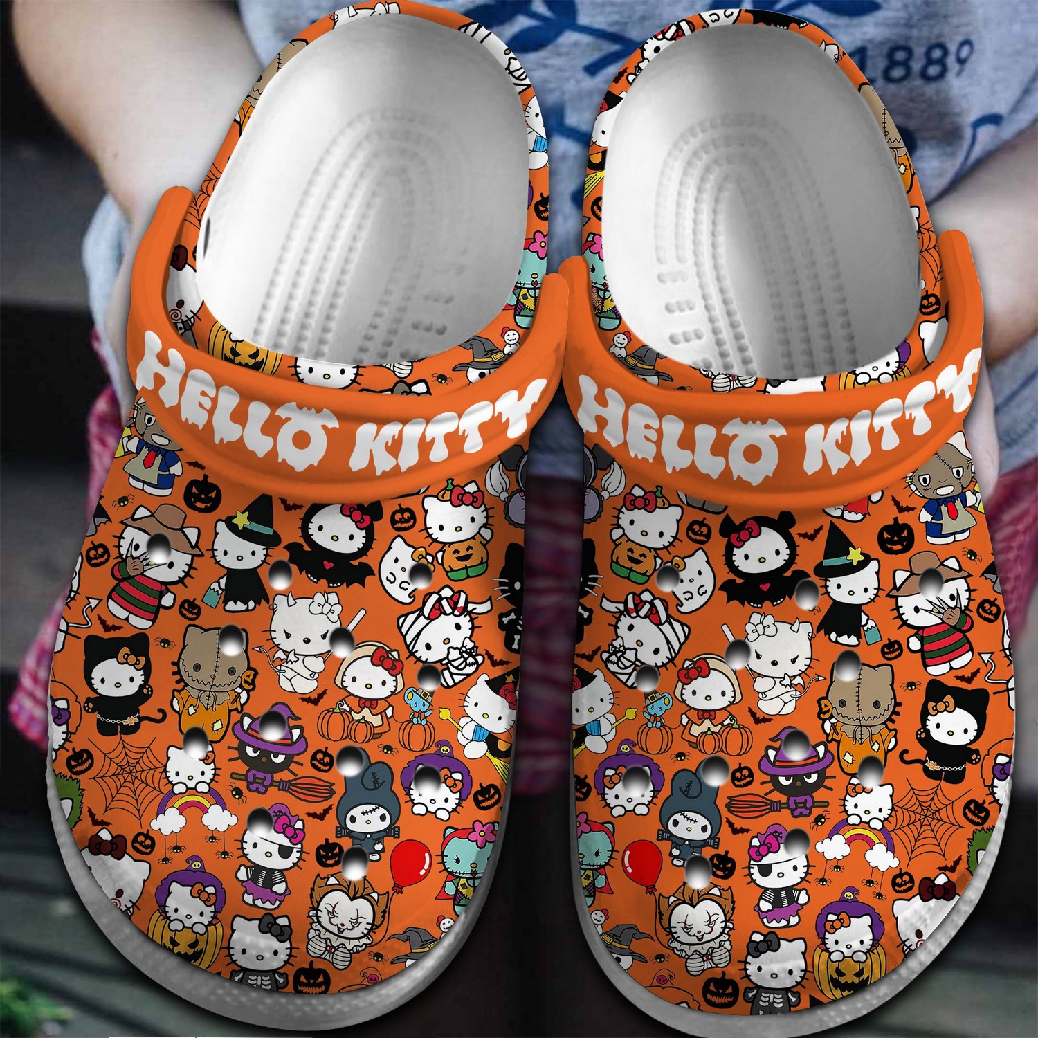 merry halloween hello kitty white clogs for kids and adults wg6uf