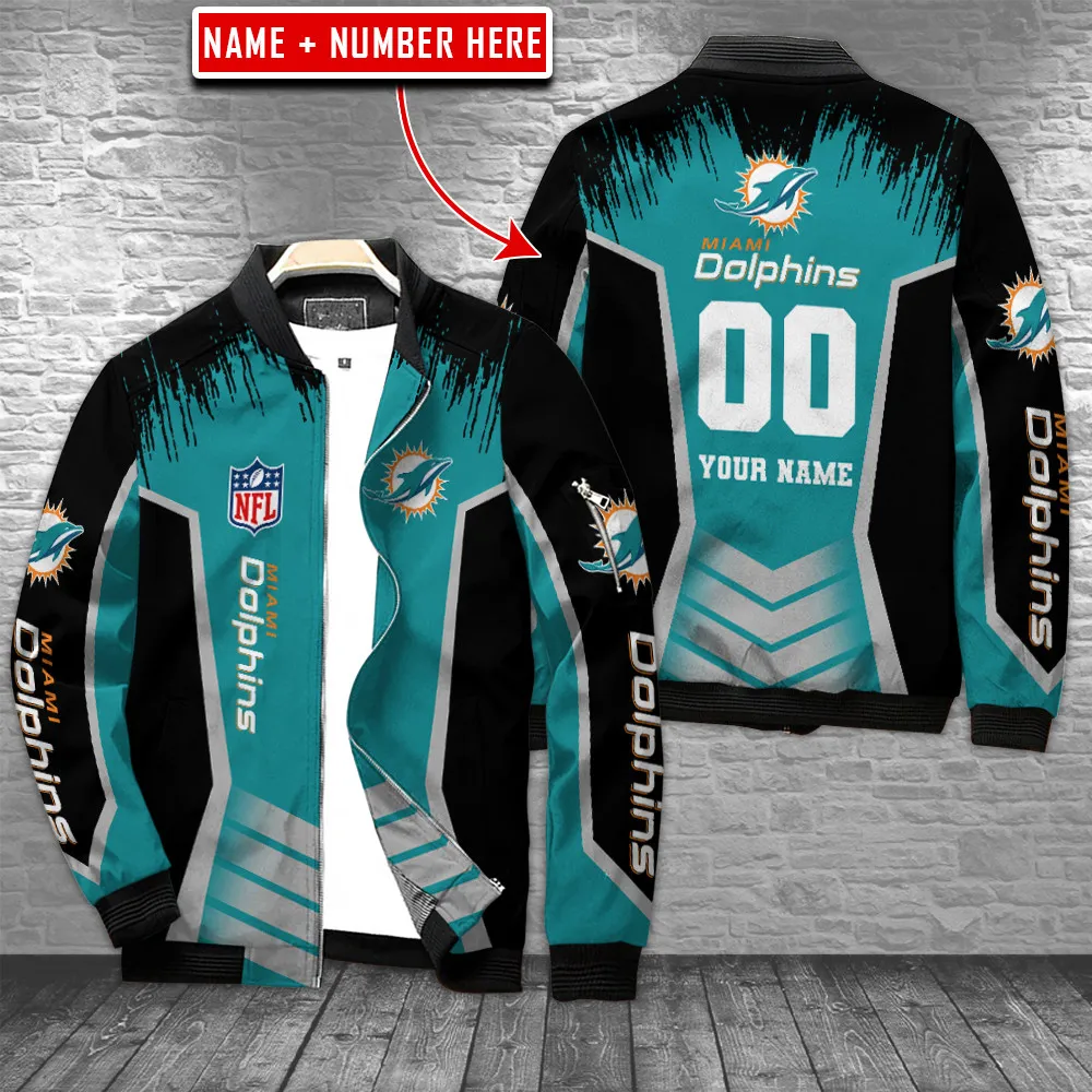 miami dolphins personalized bomber jacket bg818 v27vq