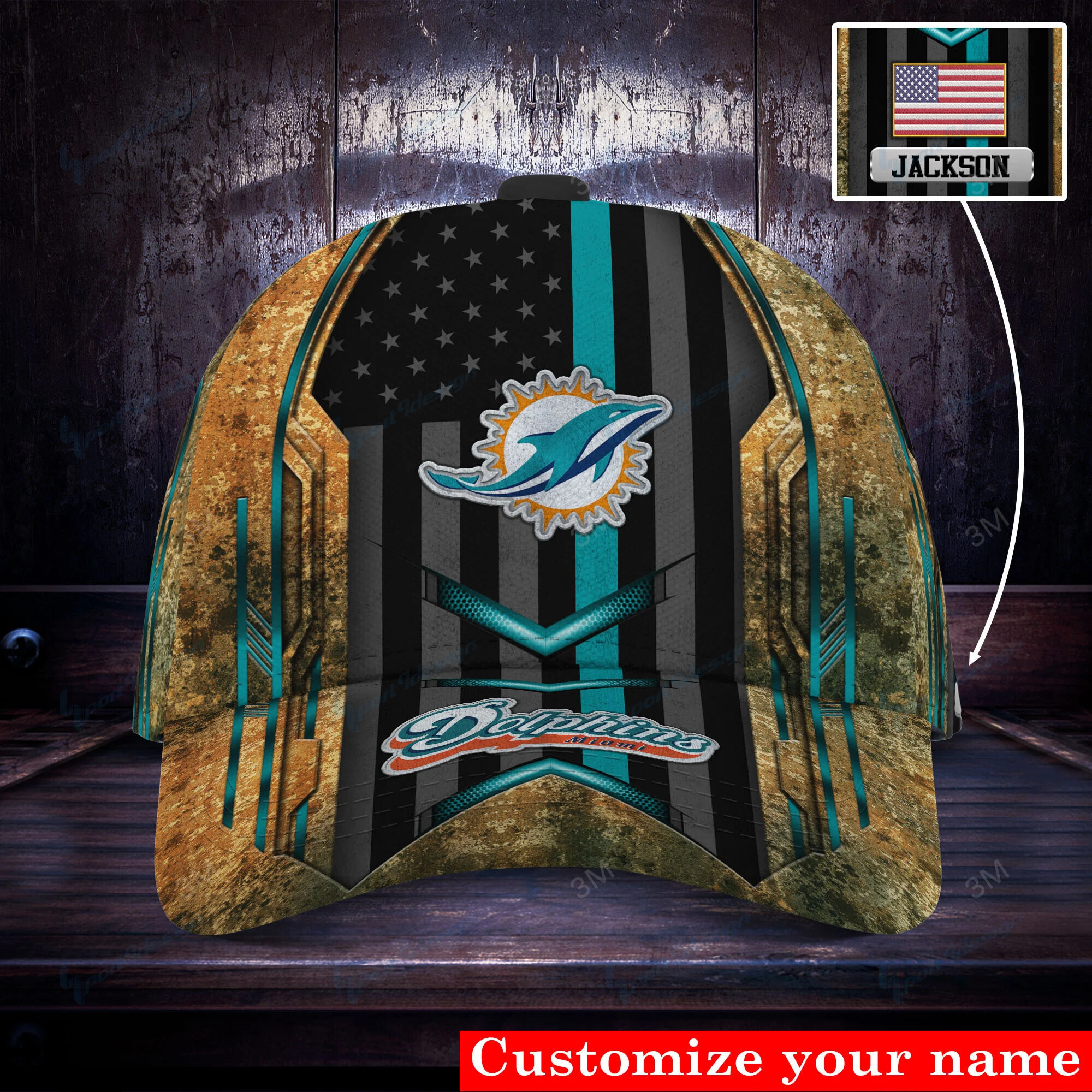 miami dolphins personalized classic cap bg531 3qlky