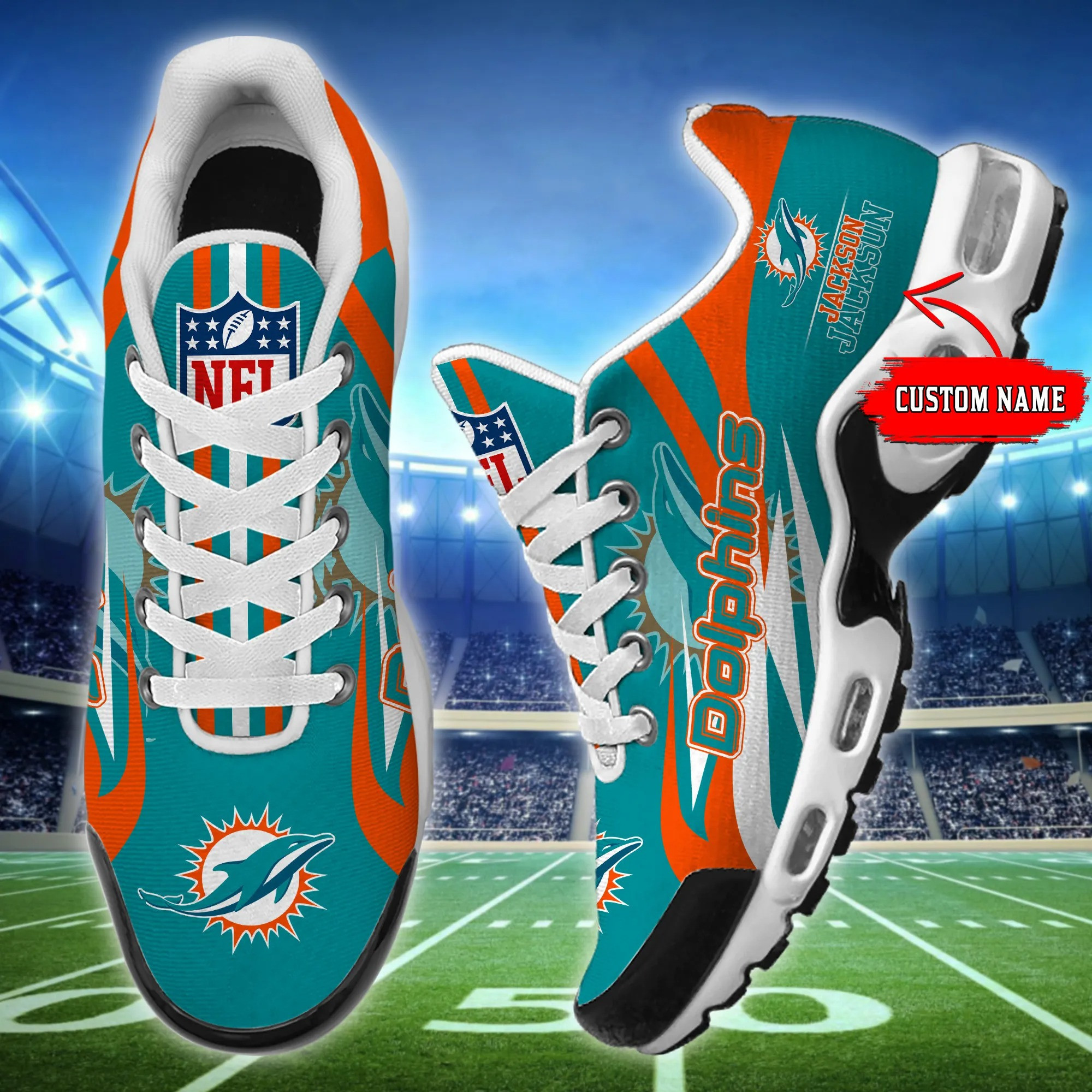 miami dolphins personalized plus t n youth sneakers bg99 yxoud