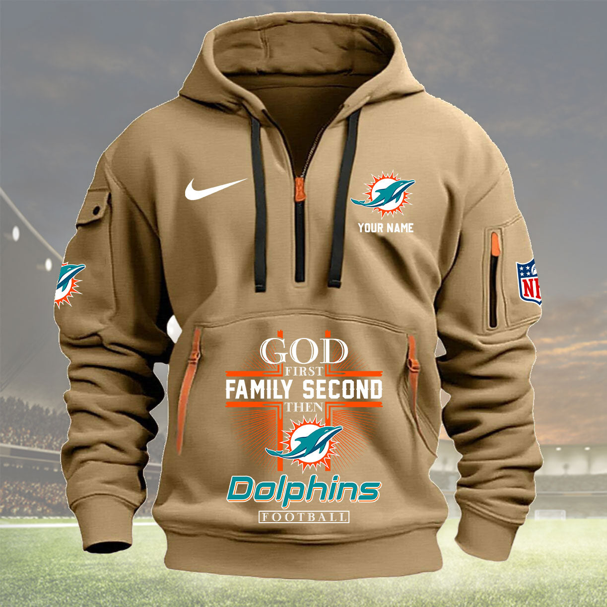 miami dolphins personalized quarter zip hoodie nfl quarter zip hoodie custom hoodie nfl shirt nfl hoodie kszer