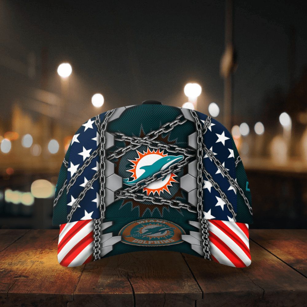 miami dolphins stars stripes chain printed baseball classic cap men hat 3