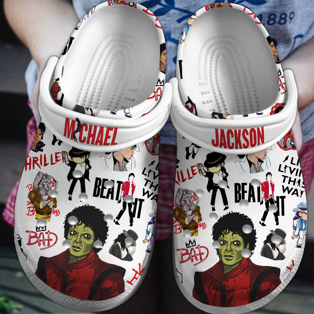 michael jackson zombie white funny clogs for kids and adults 0mt2t