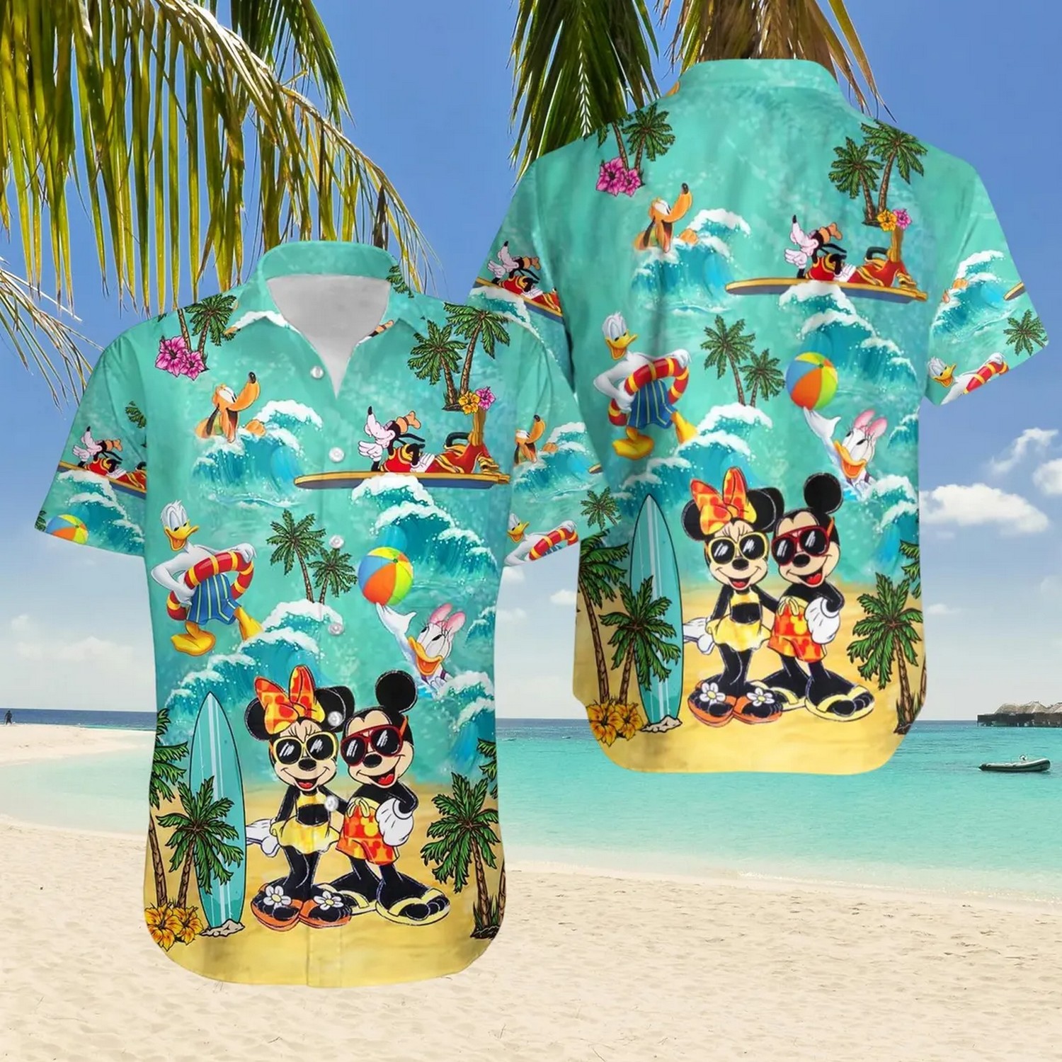 mickey and minnie beach hawaiian shirt terx1