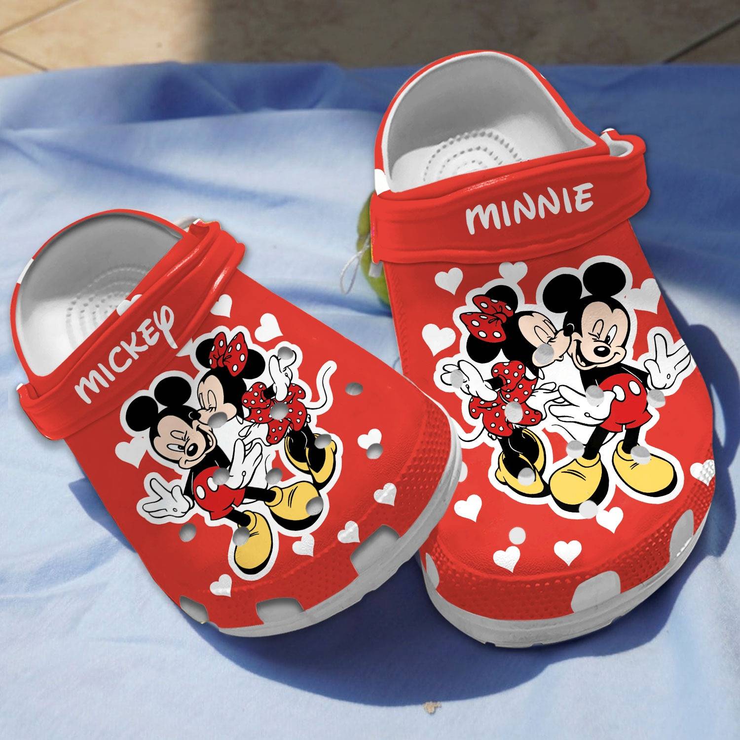 mickey and minnie kissing couple clogs for kids 26 adults zz8cn