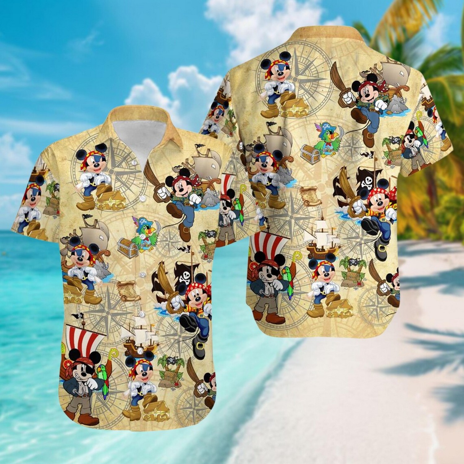 mickey pirates of the caribbean treasure map hawaiian shirt l2qcv