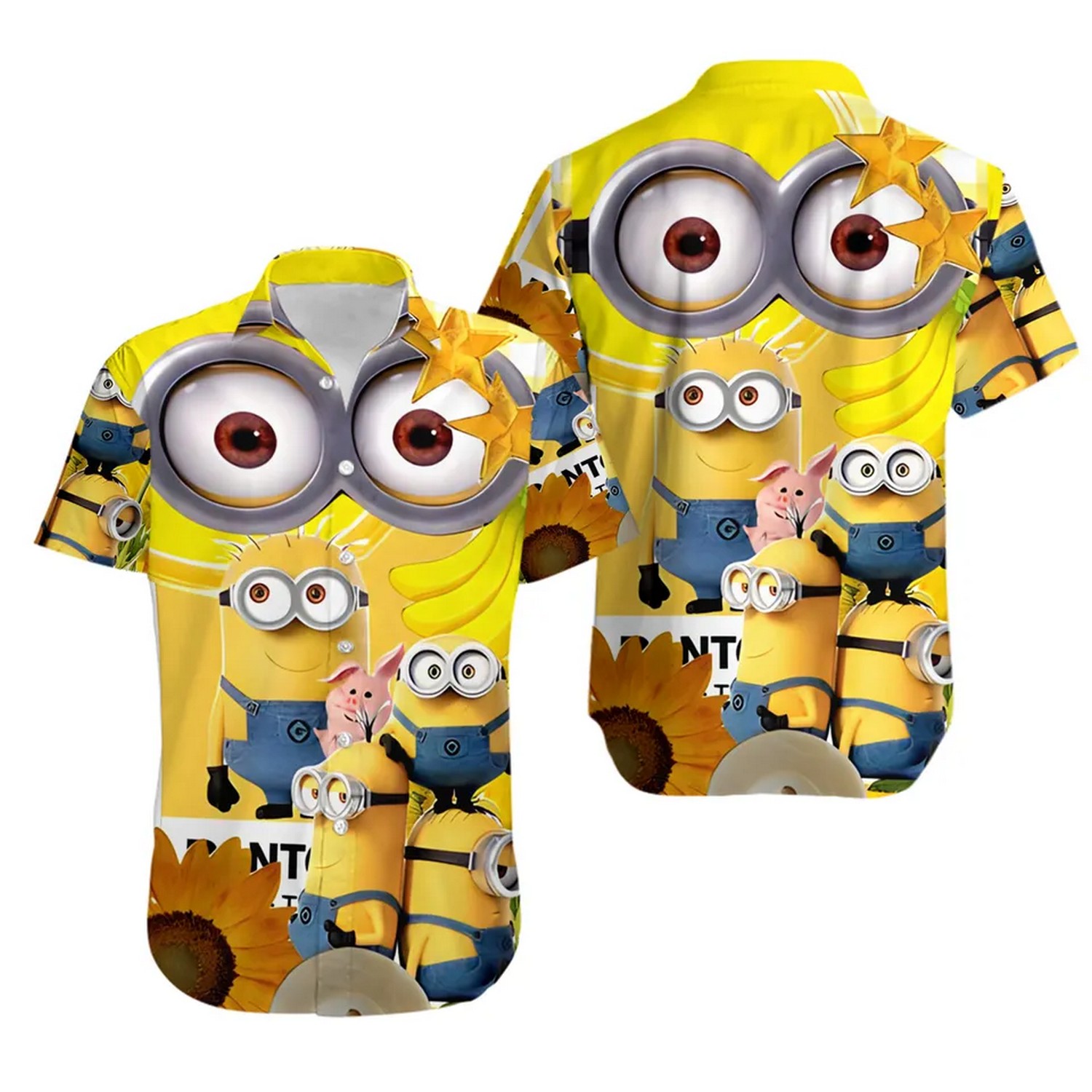 minions and pig sunflower hawaiian shirt 5iahw