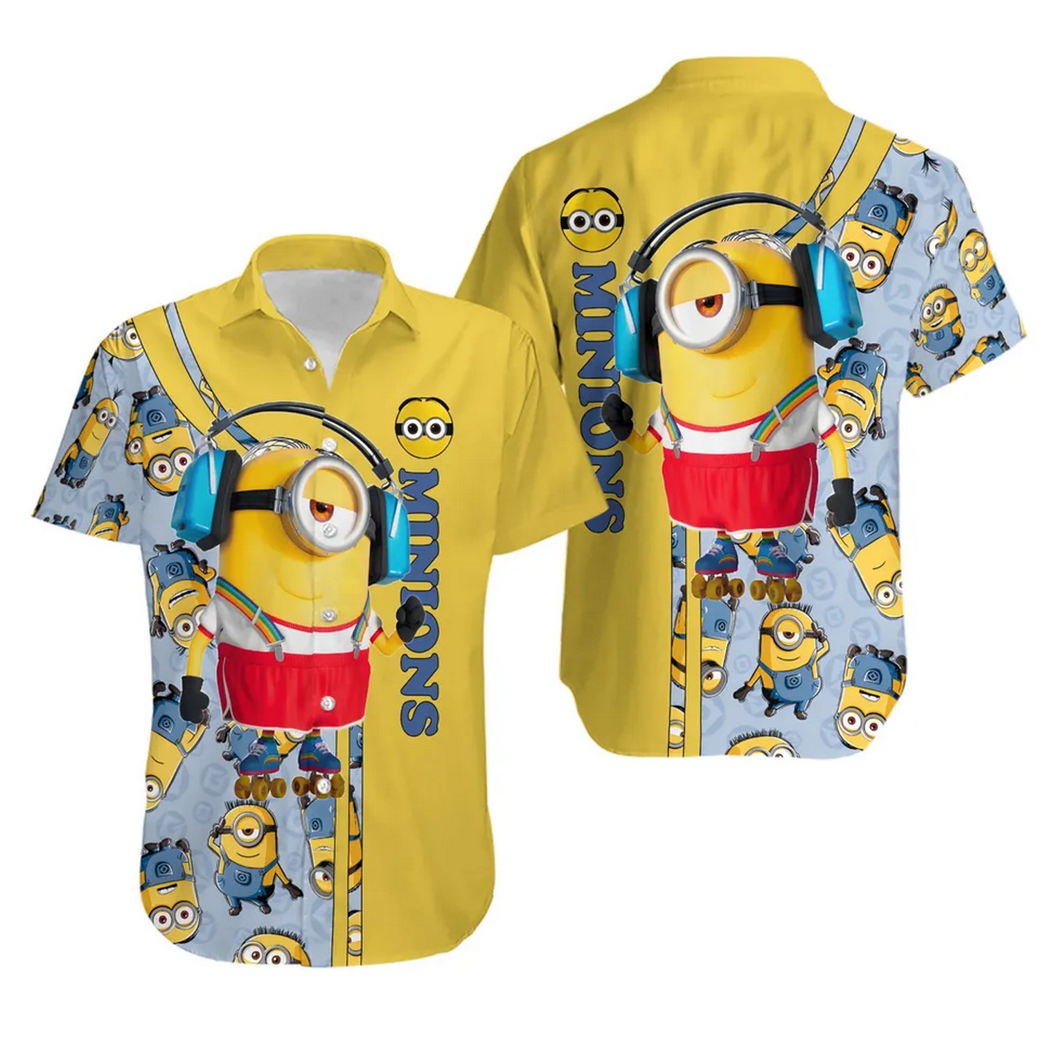 minions listening music hawaiian shirt mctb3