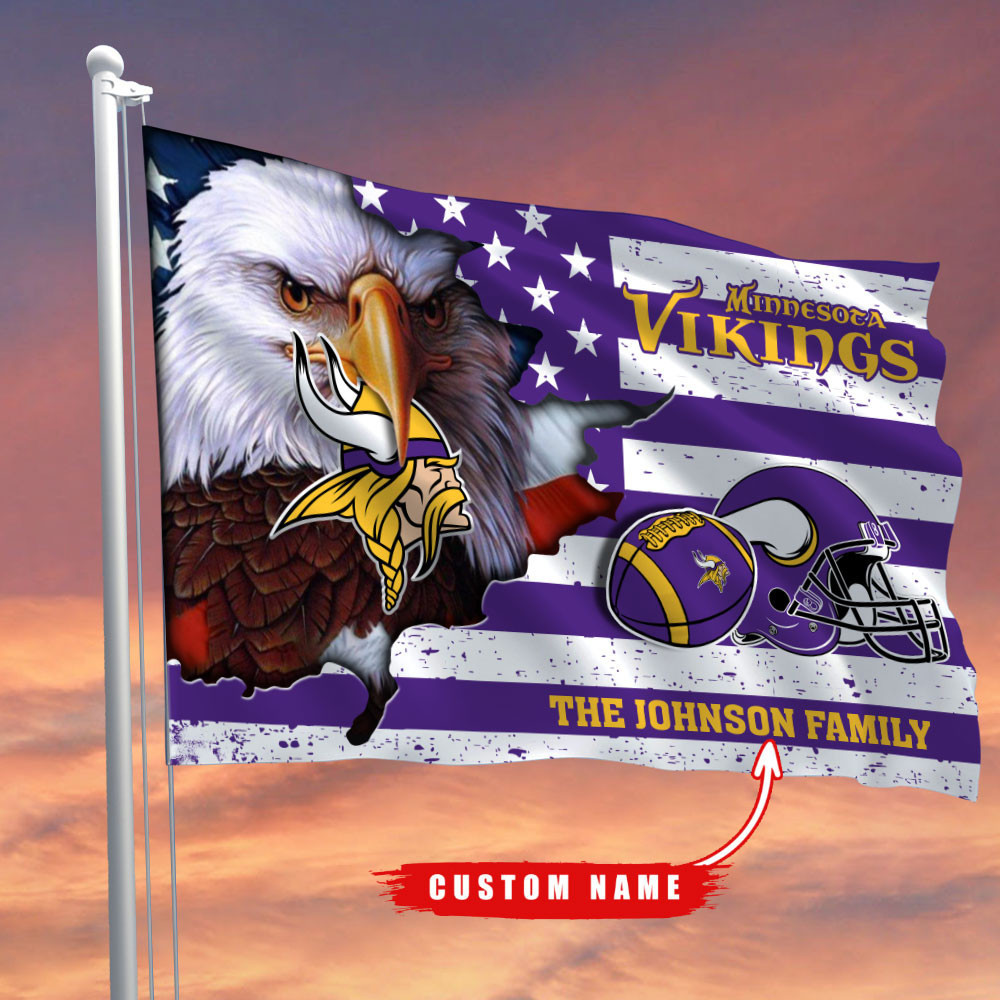 minnesota vikings flag custom name u8h0d