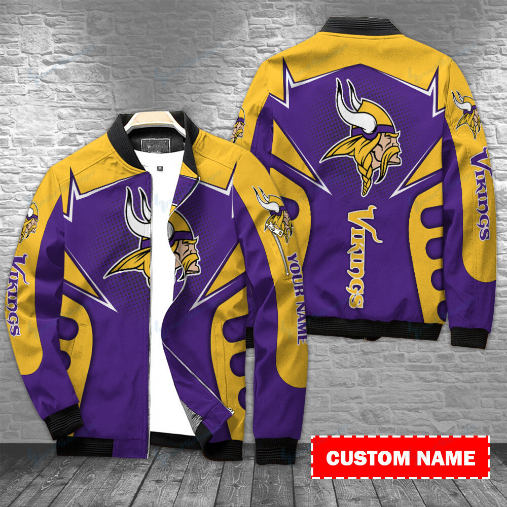 minnesota vikings personalized bomber jacket bg311 jlk6x