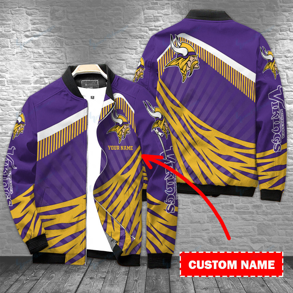 minnesota vikings personalized bomber jacket bg398 fsuw6