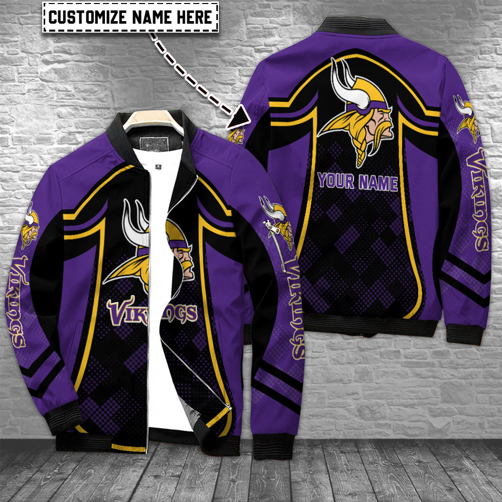 minnesota vikings personalized bomber jacket bg634 42iaq