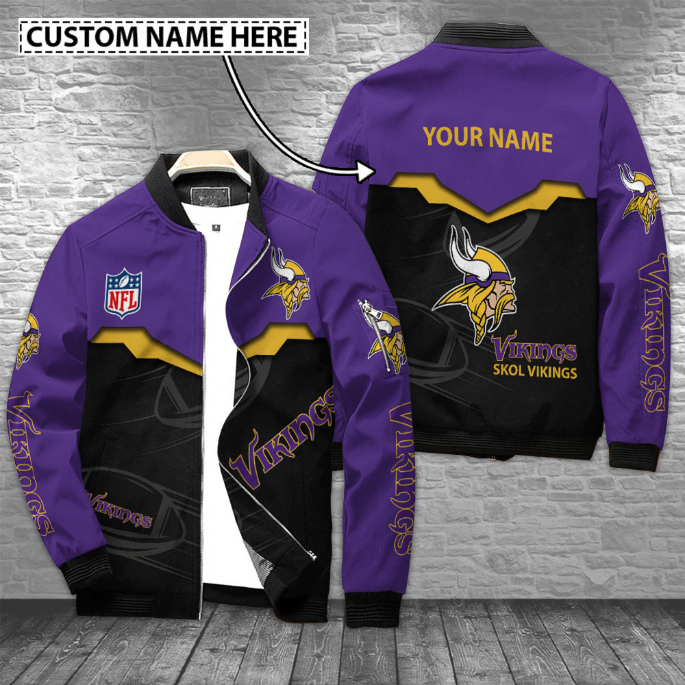 minnesota vikings personalized bomber jacket bg670 xnxch