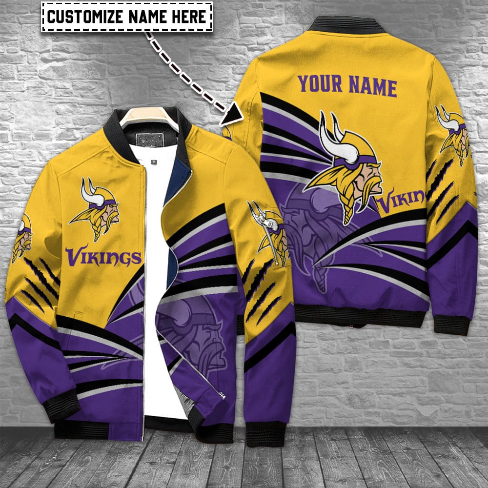minnesota vikings personalized bomber jacket bg676 glqxi