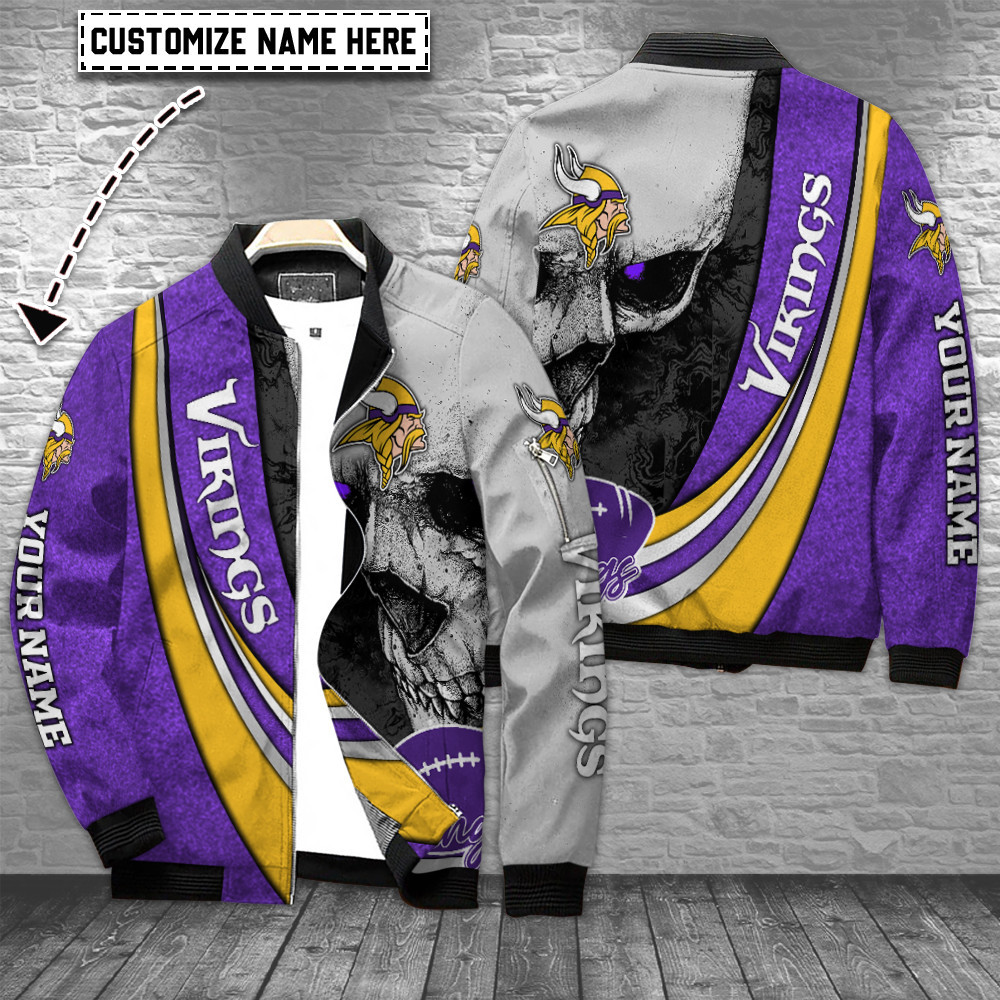 minnesota vikings personalized bomber jacket bg712 mnvbg