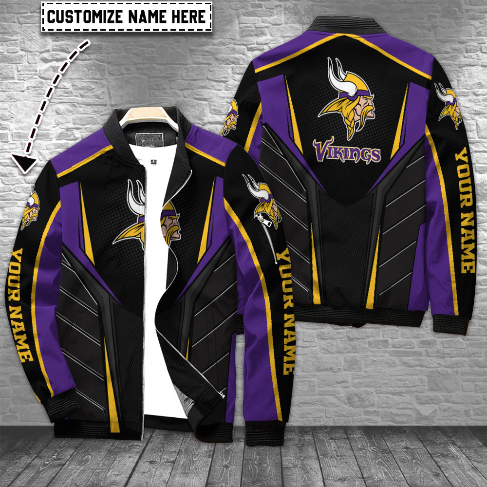 minnesota vikings personalized bomber jacket bg737 akl2q