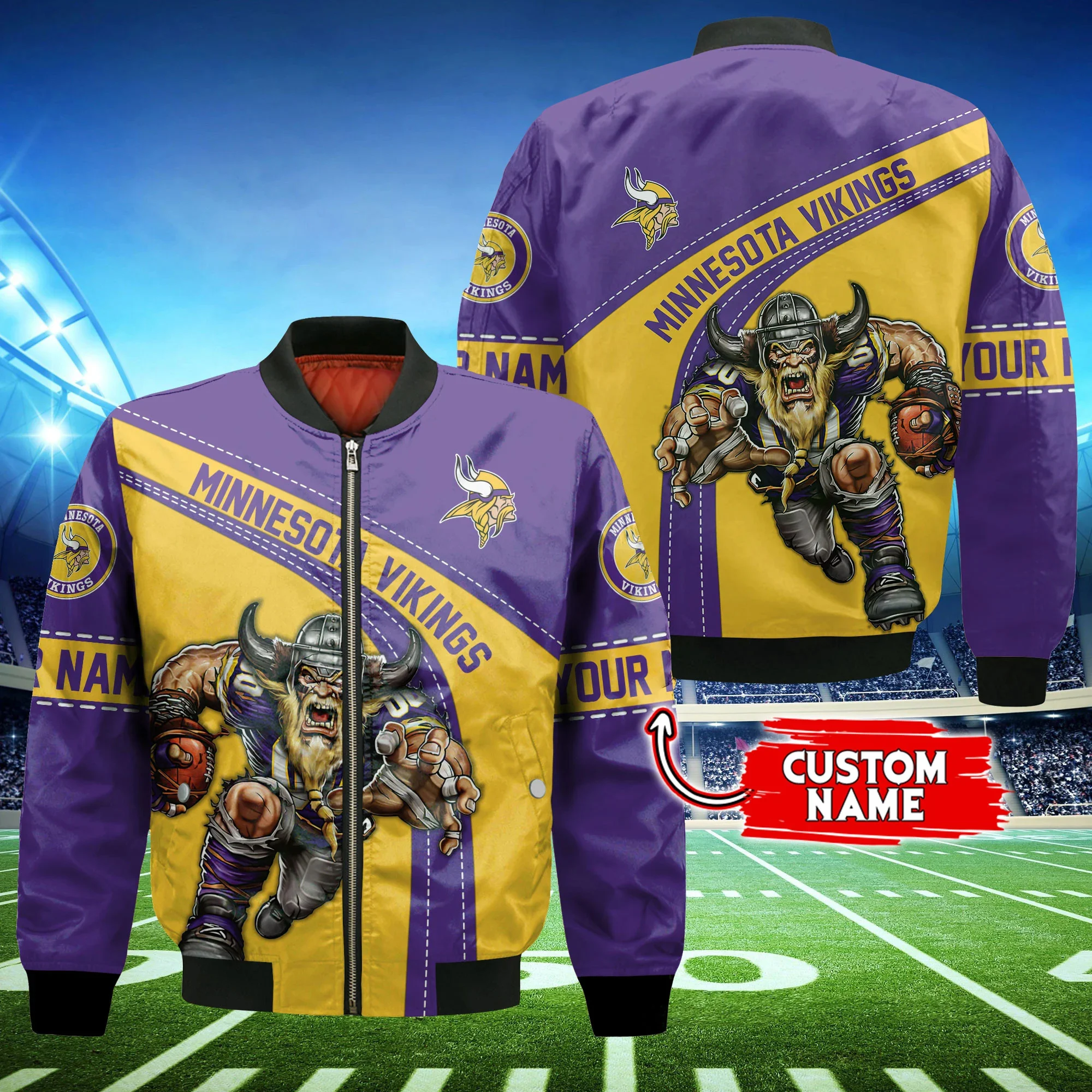 minnesota vikings personalized thick bomber jacket cs128 nvcfw