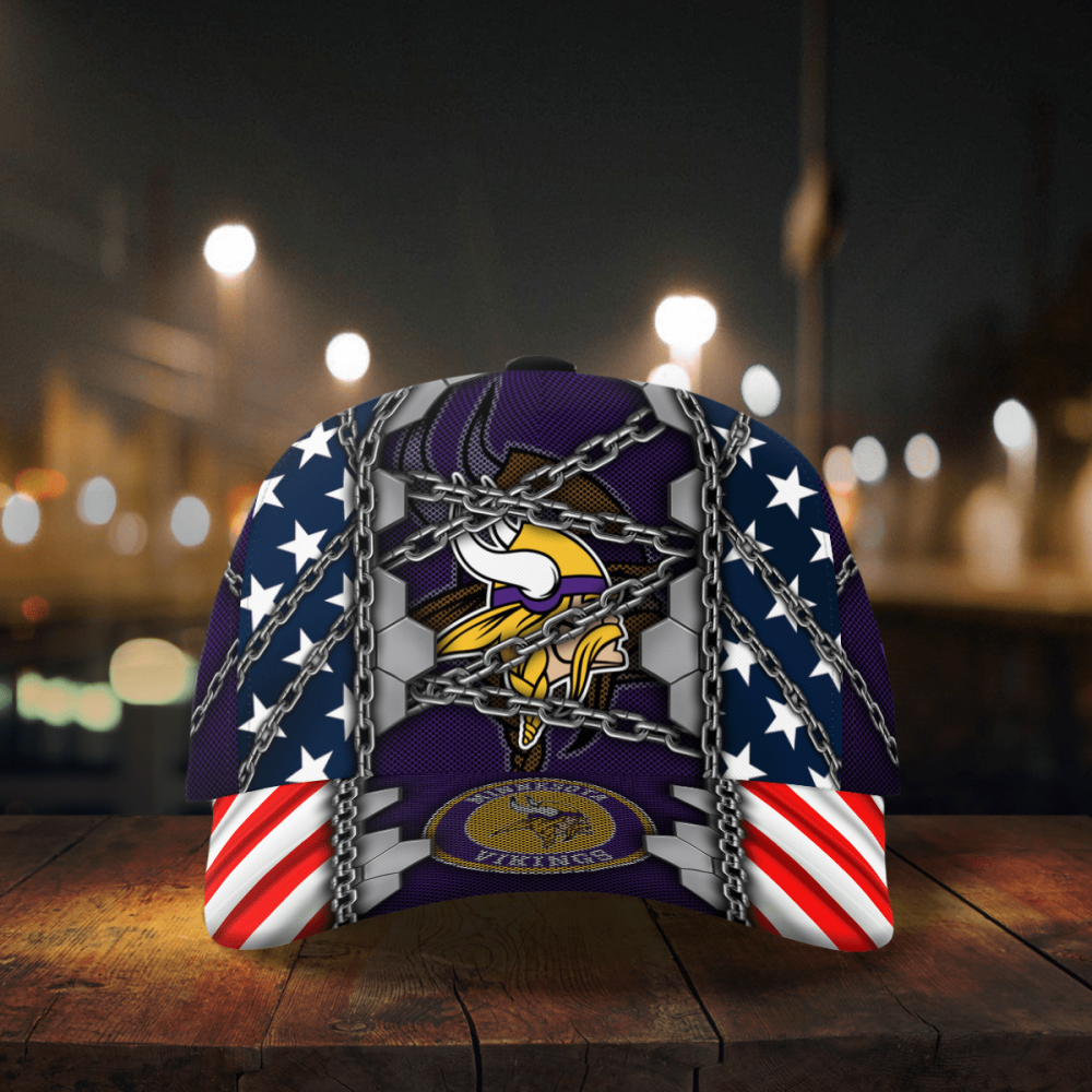 minnesota vikings stars stripes chain printed baseball classic cap men hat 4