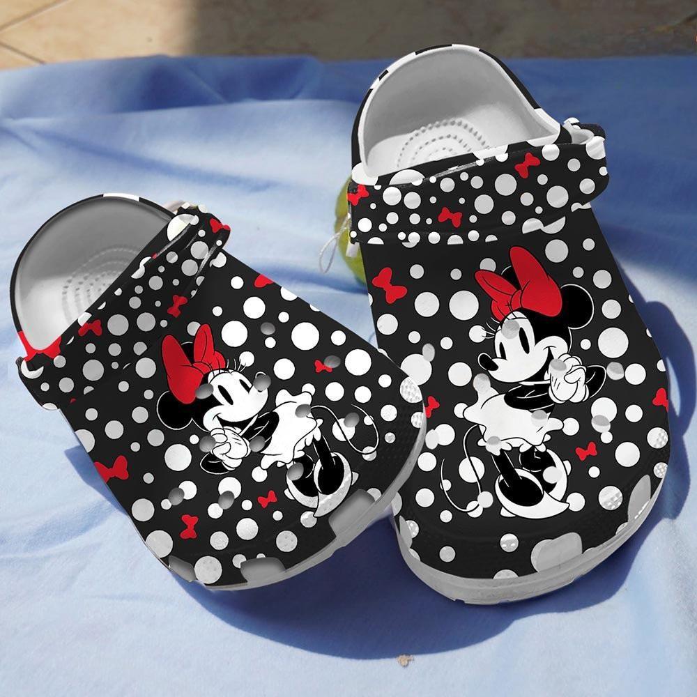 minnie mouse black with white polka dots clogs for kids adults qnxwu 1