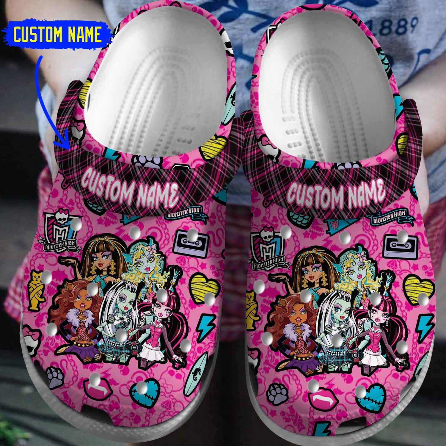 monster high tv series pink clogs for kids 26 adults jhii6