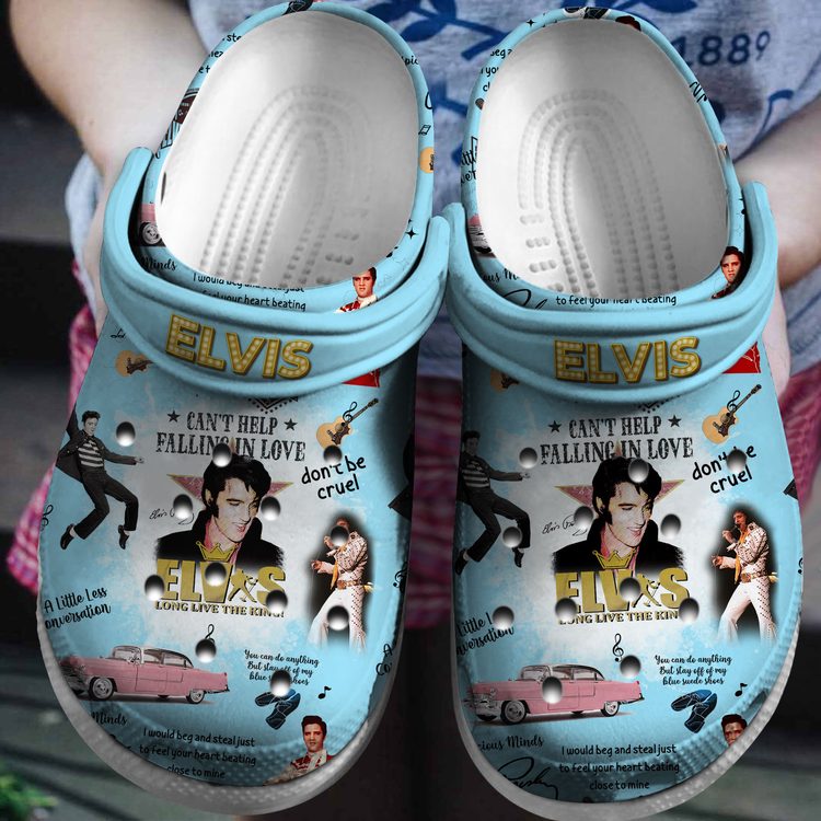 music star elvis blue crocs for fans wqgph