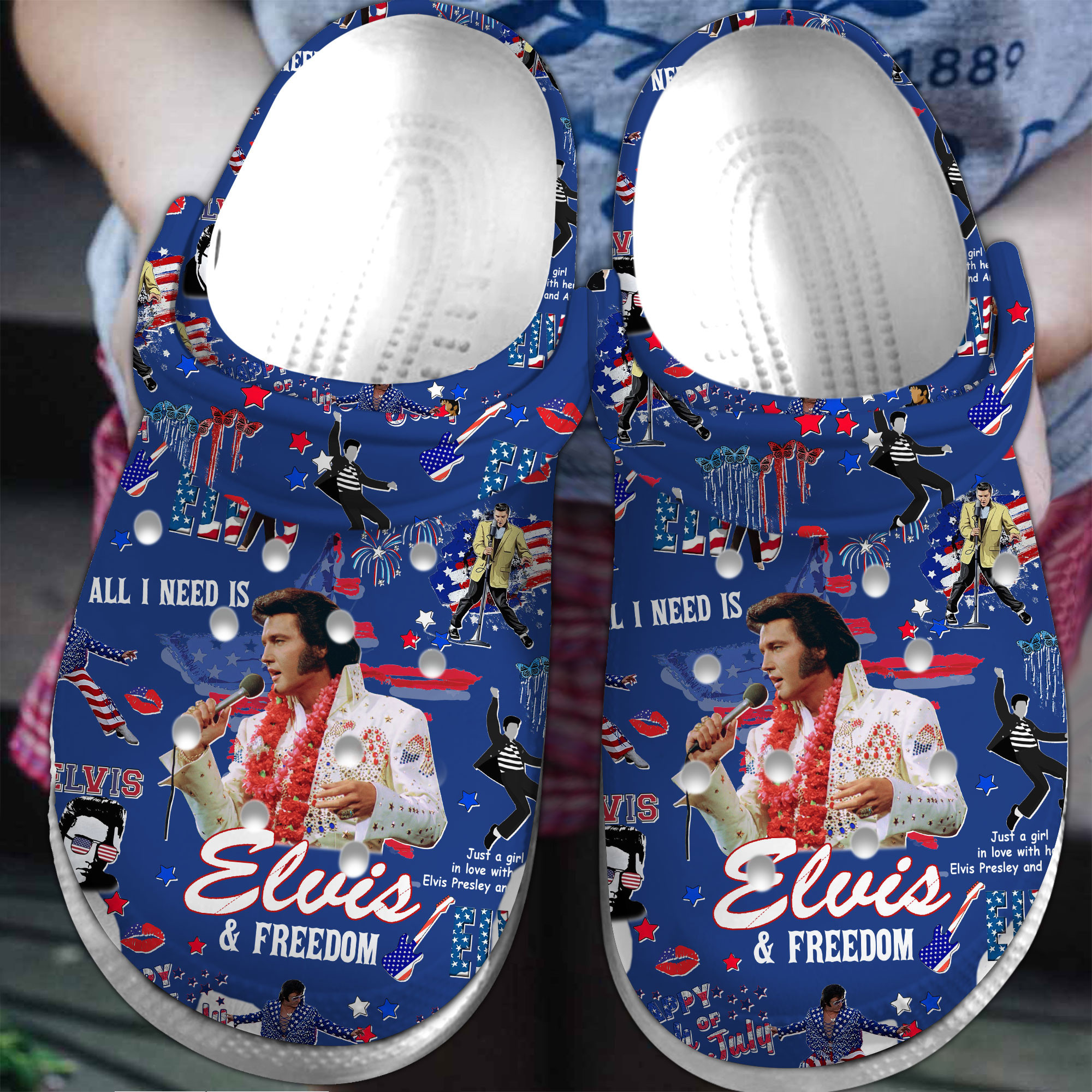 navy blue happy 4th of july with elvis presley music clogs shoes sknrm