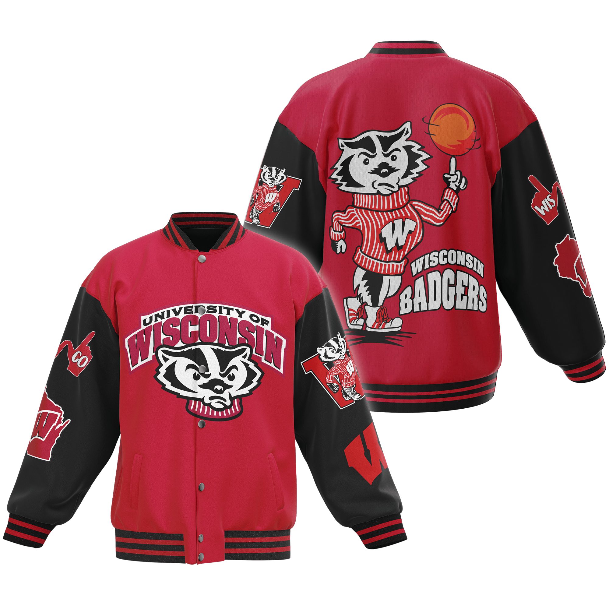 ncaa league wisconsin badgers sport baseball jacket cwysf