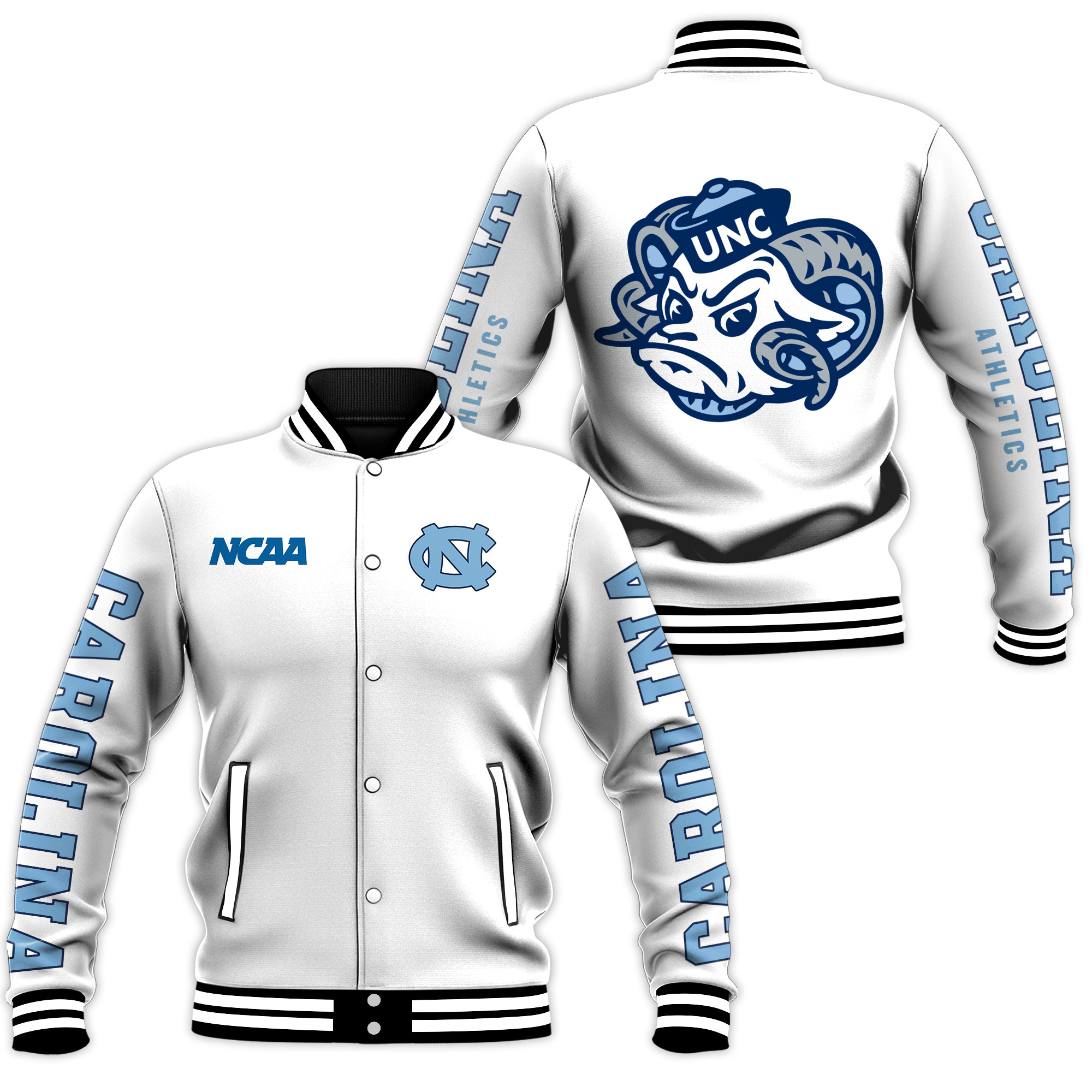 ncaa sport team unc carolina go blue baseball jacket p8y1l