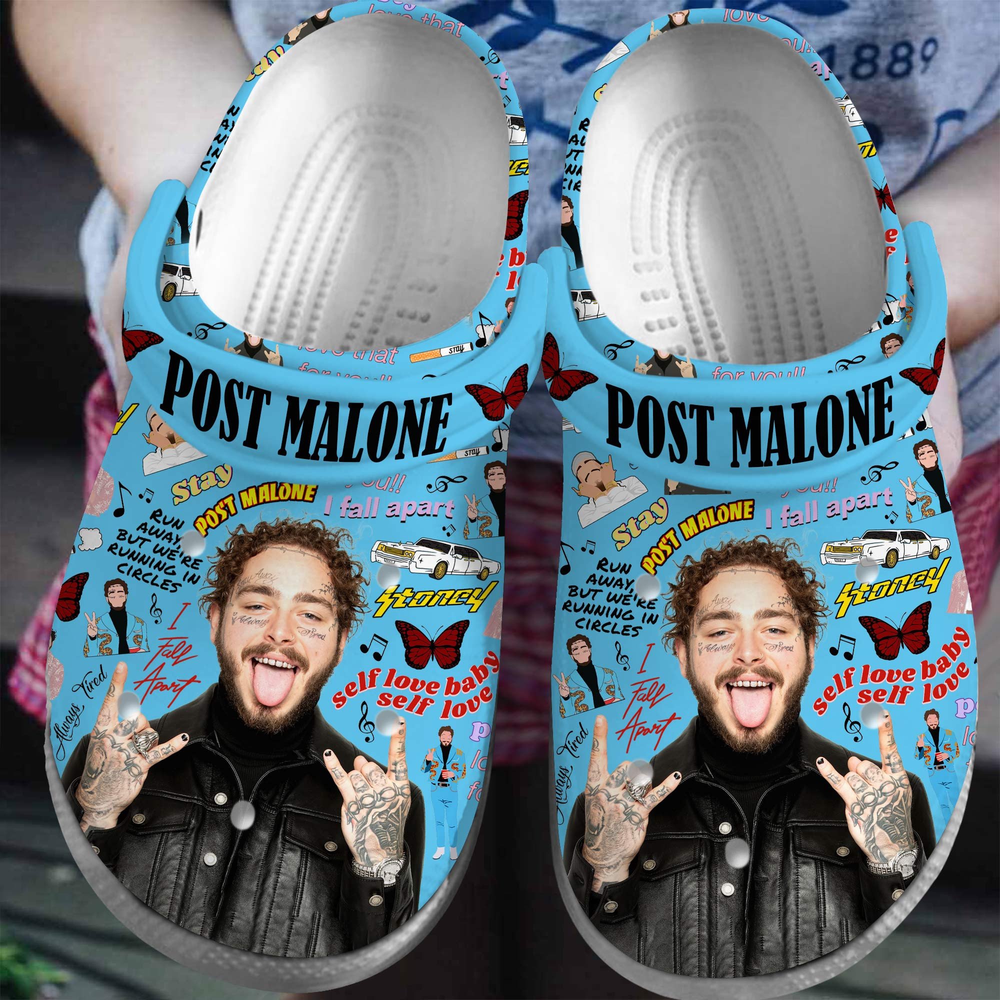 new and rare post malone blue clogs for kids 26 adults ycjnb