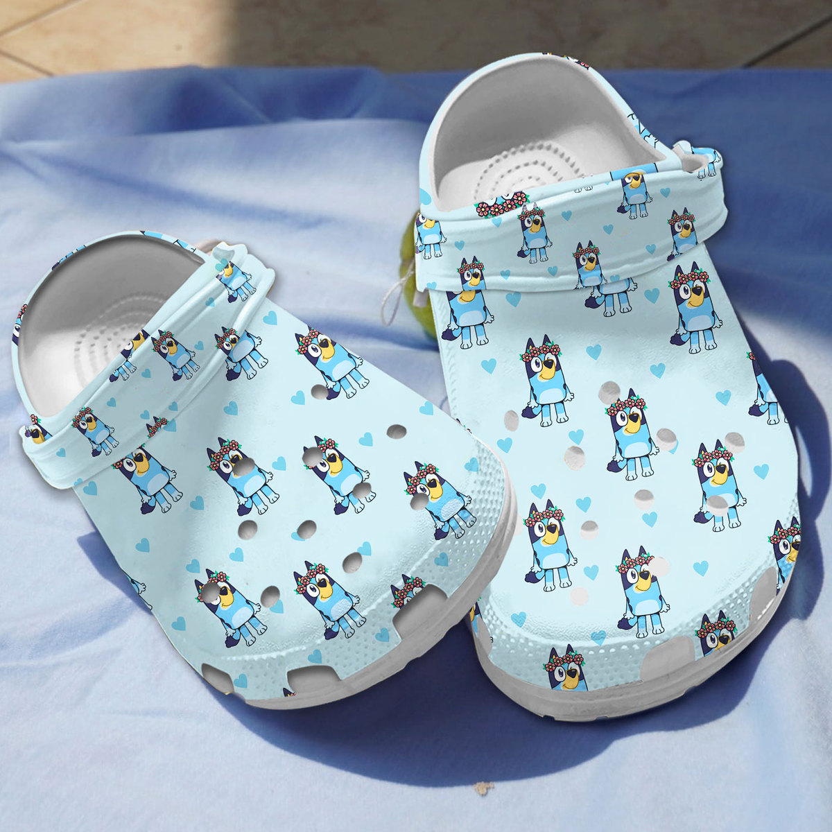 new design bluey and flowers blue clogs rbdue