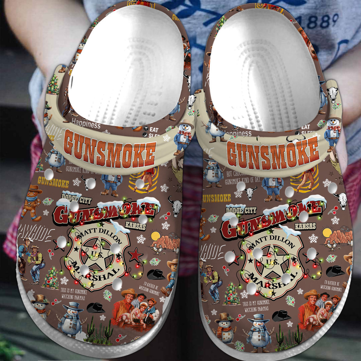 new design gunsmoke christmas edition brown movie clogs hfnw5