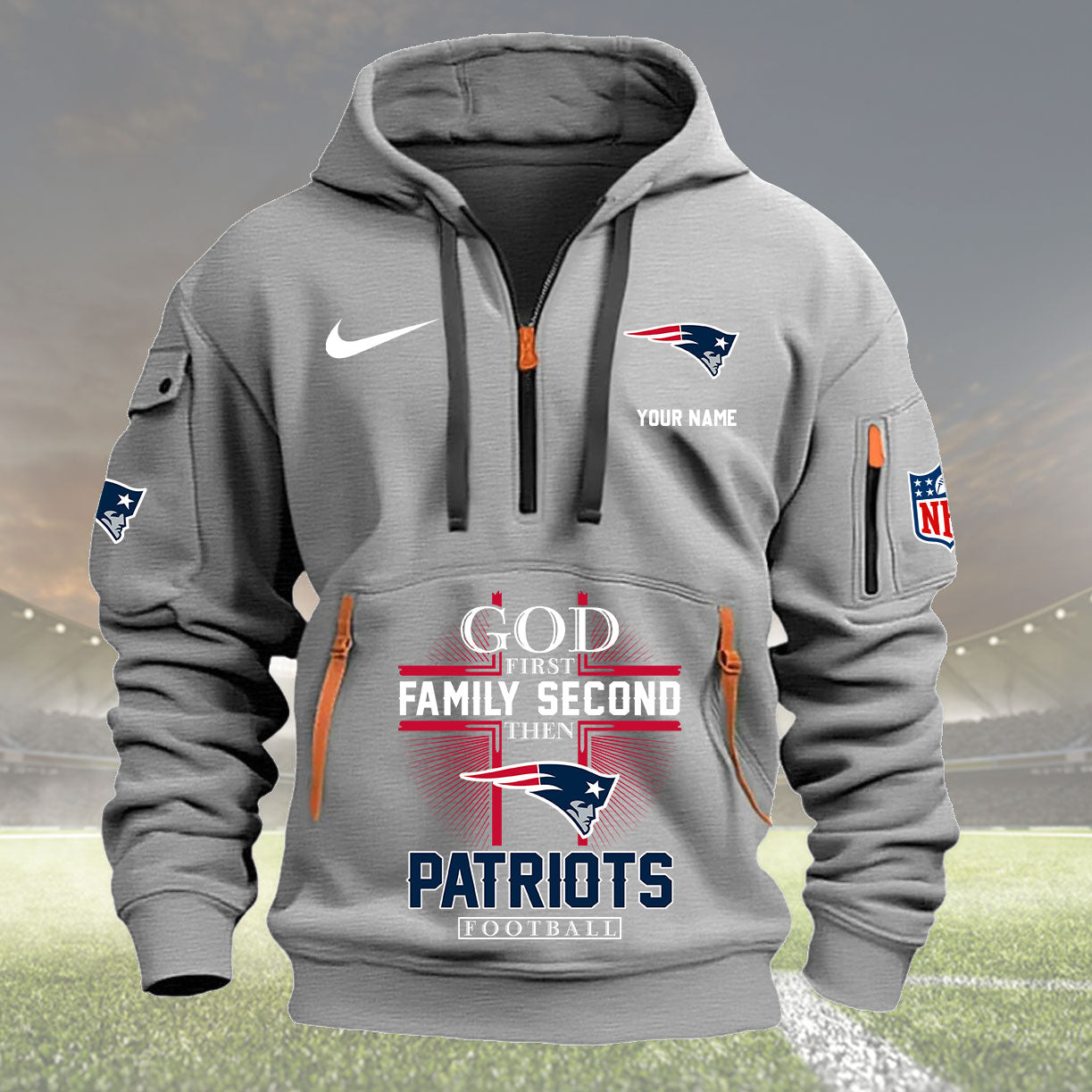 new england patriots personalized quarter zip hoodie nfl quarter zip hoodie custom hoodie nfl shirt nfl hoodie gjurl