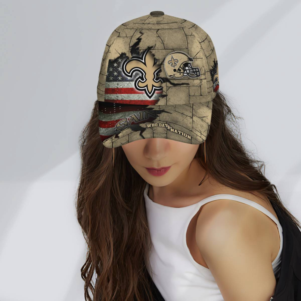 new orleans saints american flag metal printed baseball classic cap men hat 3