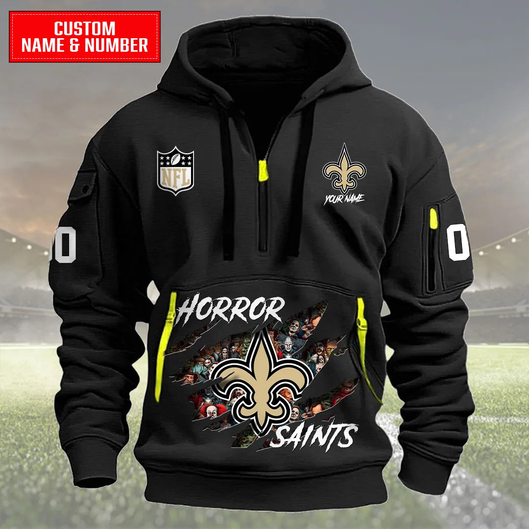new orleans saints halloween horror collection personalize quarter zip hoodienfl quarter zip hoodie custom hoodie nfl shirt nfl hoodie y8tsw