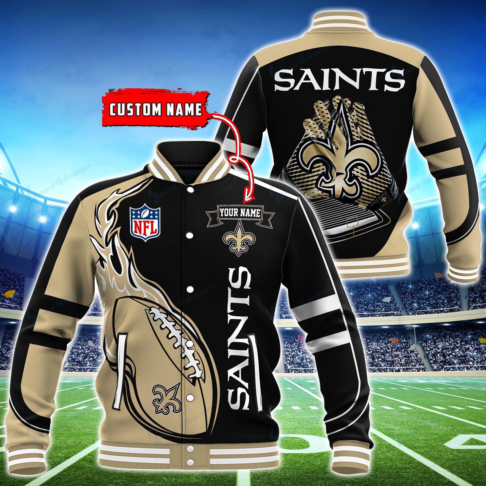 new orleans saints personalized baseball jacket bg20 2pqfm
