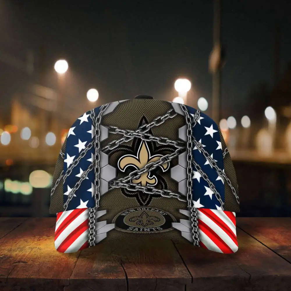 new orleans saints stars stripes chain printed baseball classic cap men hat 4
