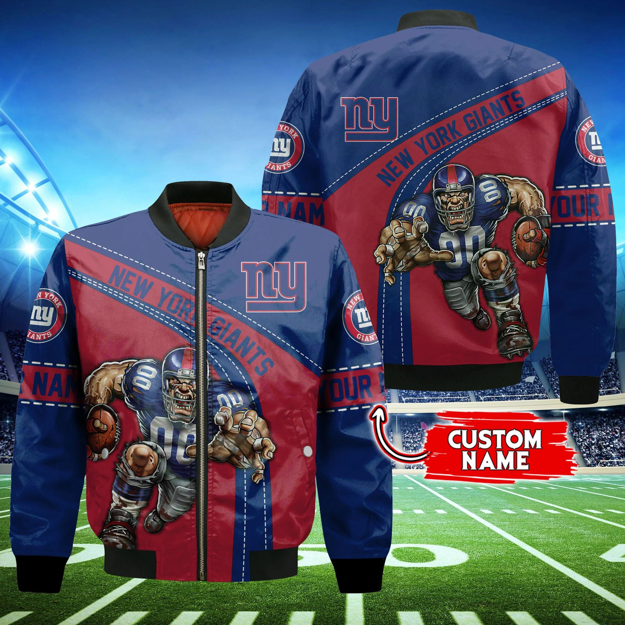 new york giants personalized thick bomber jacket cs131 bl9fe