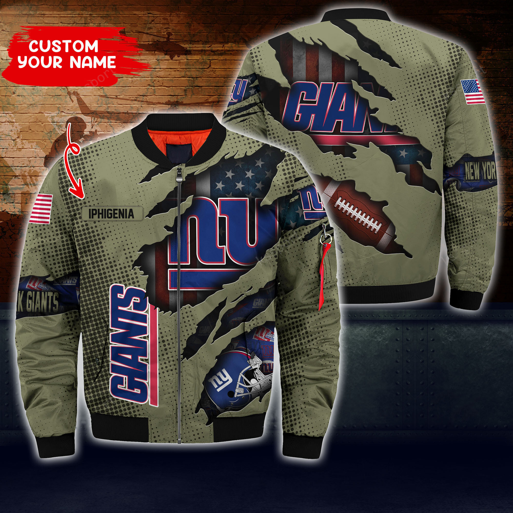 new york giants personalized thick bomber jacket cs61 0fbeh