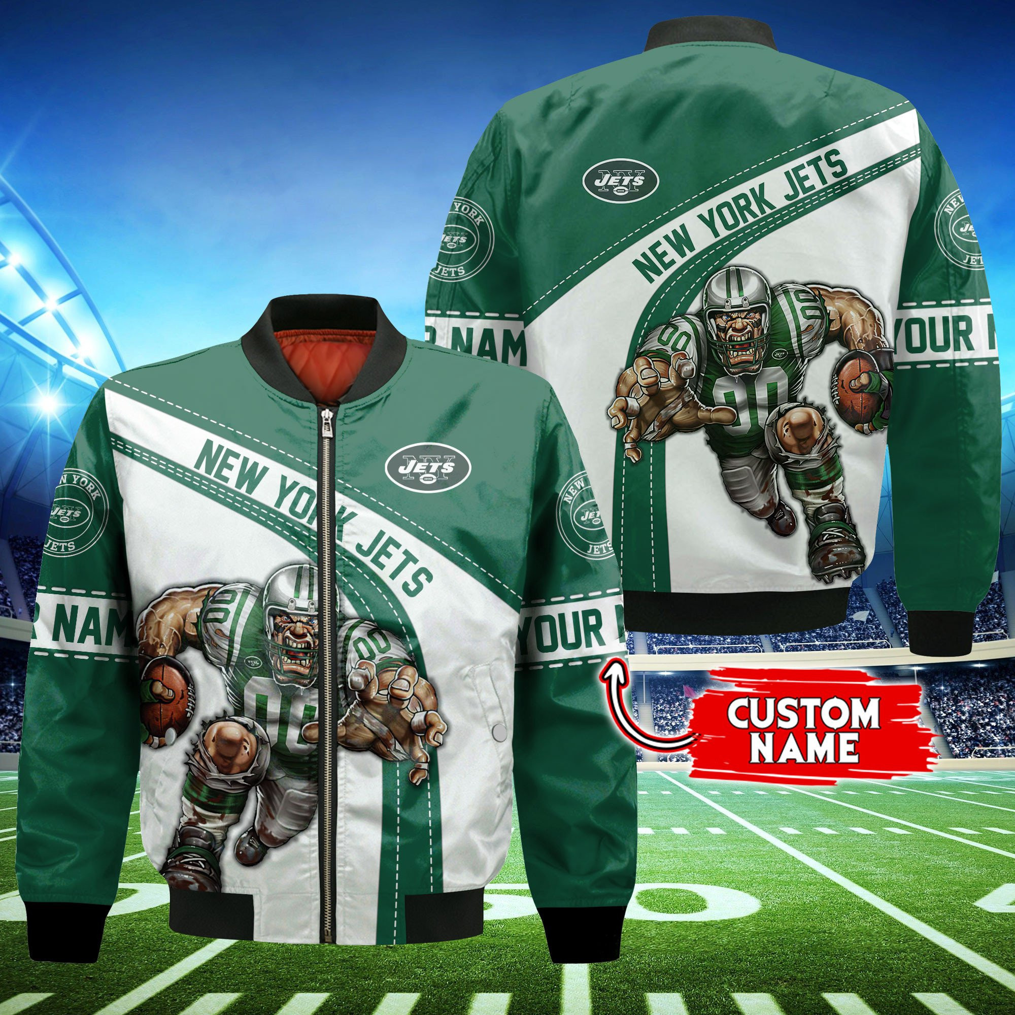 new york jets personalized thick bomber jacket cs132 sqyhm