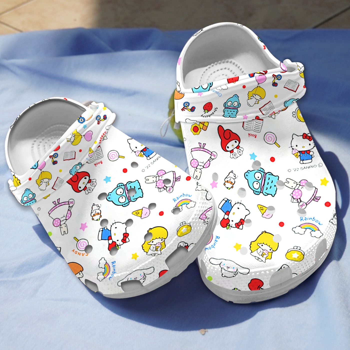 non slip and classic hello kitty white clogs for kids 26 adults 6iokd