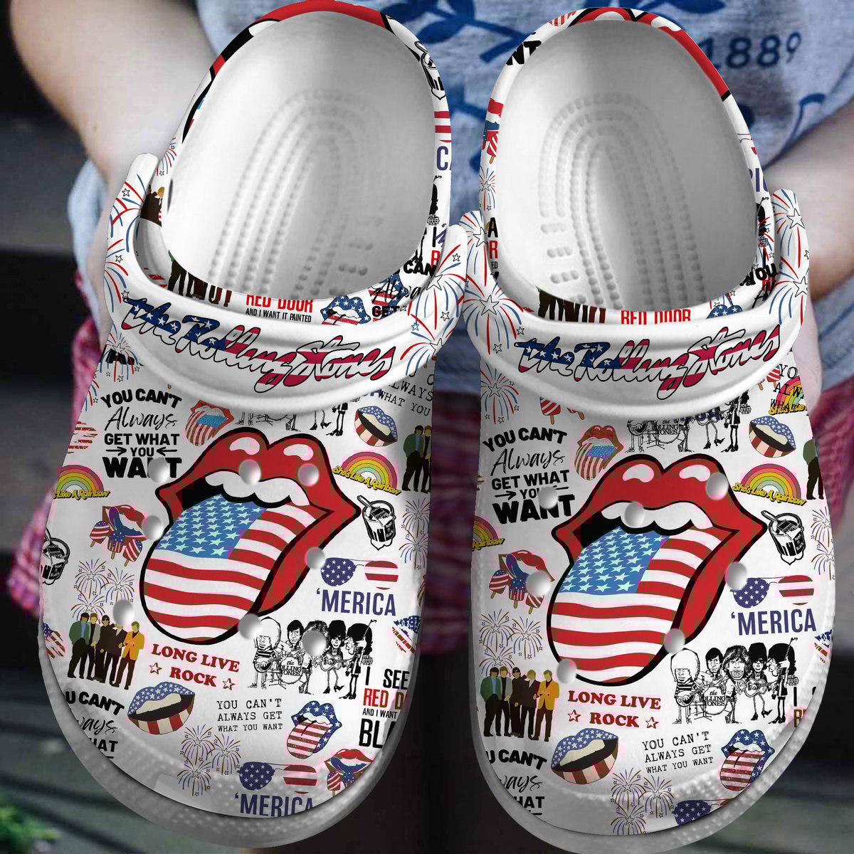 non slip rolling stones white clogs for kids 26 adults 8hsp4