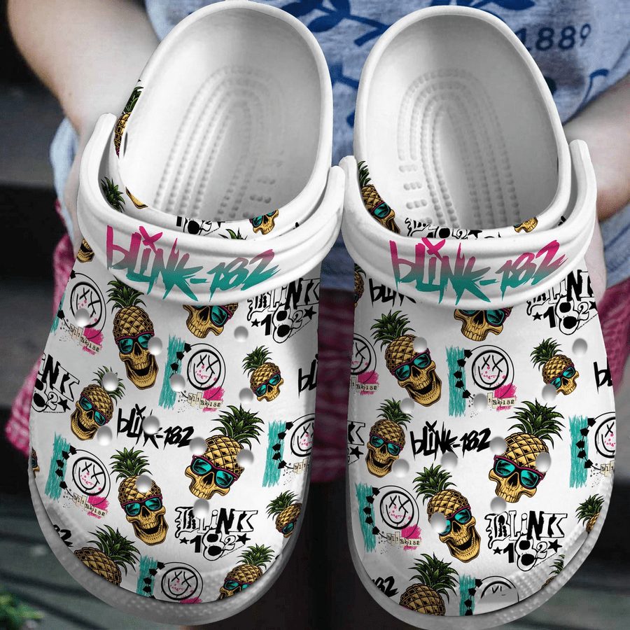 non slip weird footwear blink 182 white music clogs fast shipping worldwide tdzvq