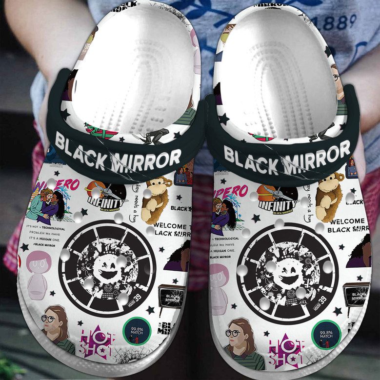 non slip white sandals black mirror sci fi movie clogs ideal gift for fans uohwa