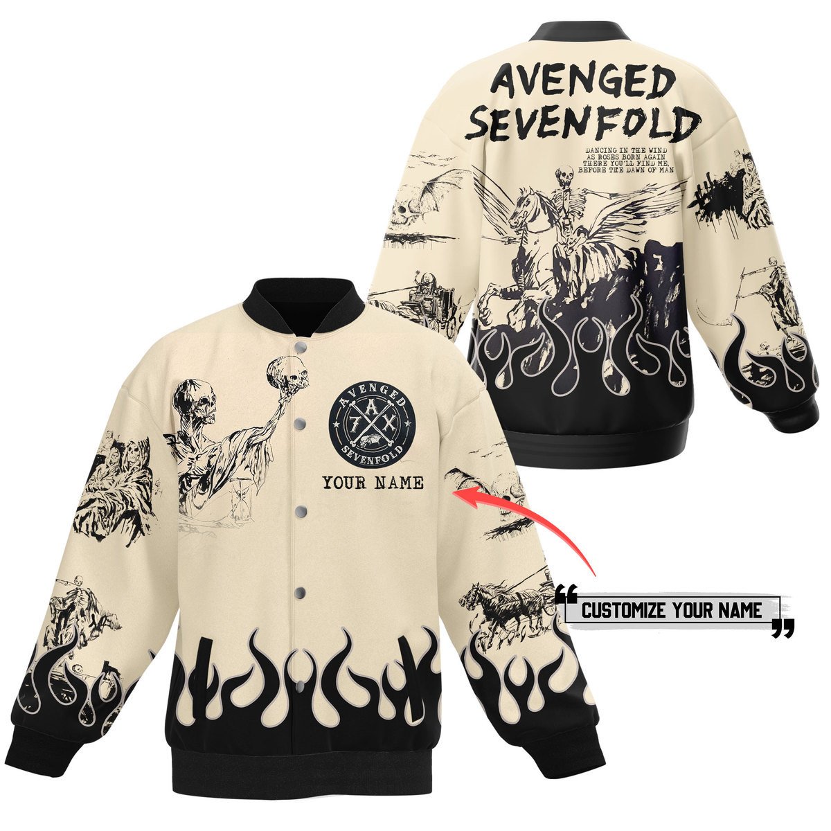 personalized avenged sevenfold glory baseball jacket ikv7y